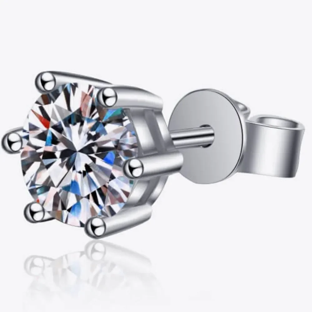 Dazzling 2 Carat Moissanite Solitaire Stud Earrings | 925 Sterling Silver |Gift